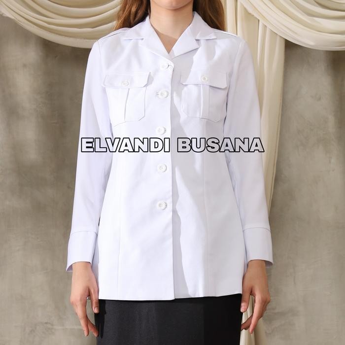 Atasan Putih Jas Wanita / Seragam Kerja Blazer Wanita / Atasan Putih Polos / Atasan Putih Baju Guru