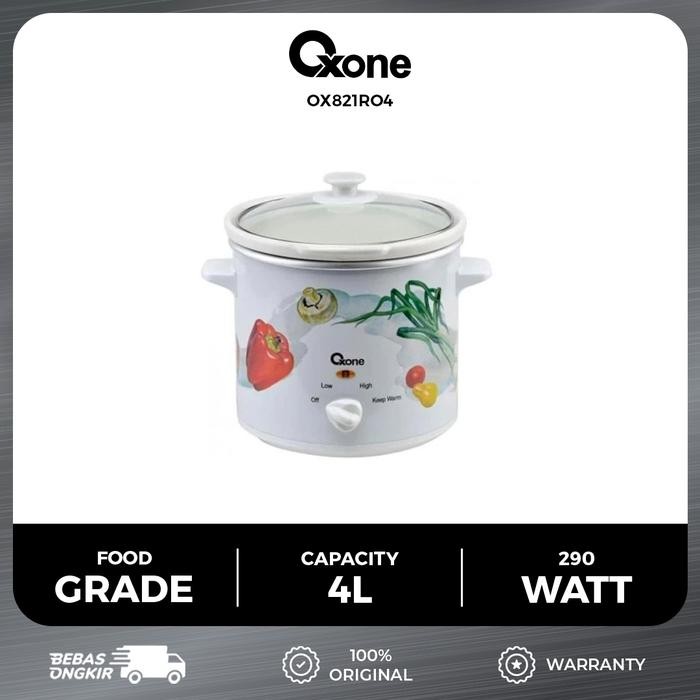 Oxone Ox821Ro4 Slow Cooker Panci Kukus Keramik Oval 4L Jumbo