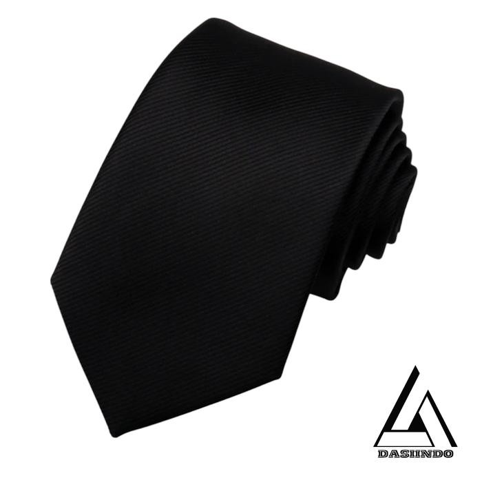 Terlaris Dasi Kantor Dasi Pria Dasi Motif Salur Halus Hitam 3 Inchi SALE