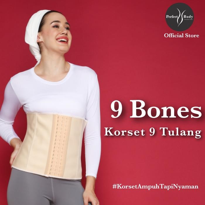 9 Bones Perfect Body Waist Trainer [NUDE] Perut High Korset Seamless Slim Wanita