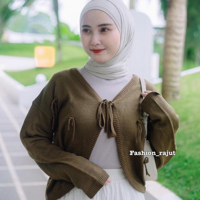 DISKON Avianda Outer Crop Rajut Tali Pita Atasan Wanita
