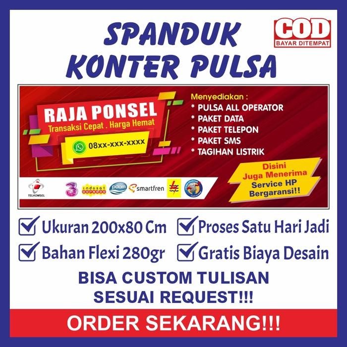 SIAPKIRIM Spanduk Sepanduk Banner Baner Bener Benner Backdrop Promosi Usaha Konter Jual Pulsa Paket