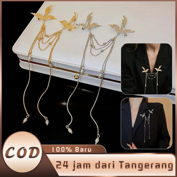 Phoenix Brooch Pin Phoenix Pearl Tassel Brooch Rantai Bros Rumbai Panjang