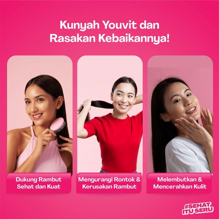 BIOTIN GUMMY UNTUK VITAMIN RAMBUT RONTOK WANITA YOUVIT BEAUTI+ 30 HARI