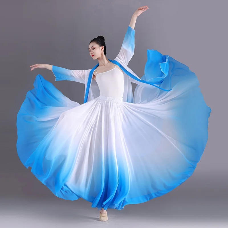 720 Degrees Ballet Dance Skirts Women Elegant Long Gradient Flowy Skirt Gymnastics Practice
