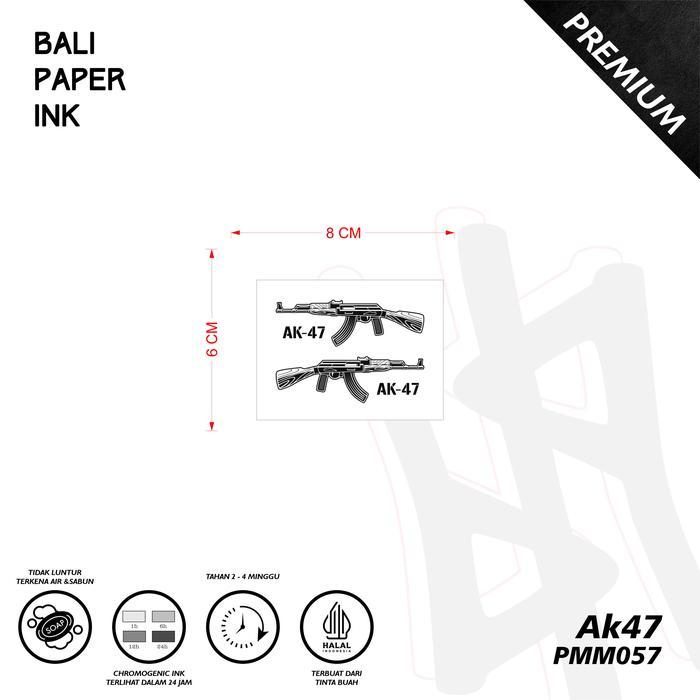 Tato Ak47 Pmm057 Premium Temporer Stiker Tato Bali Paper Ink Temporary