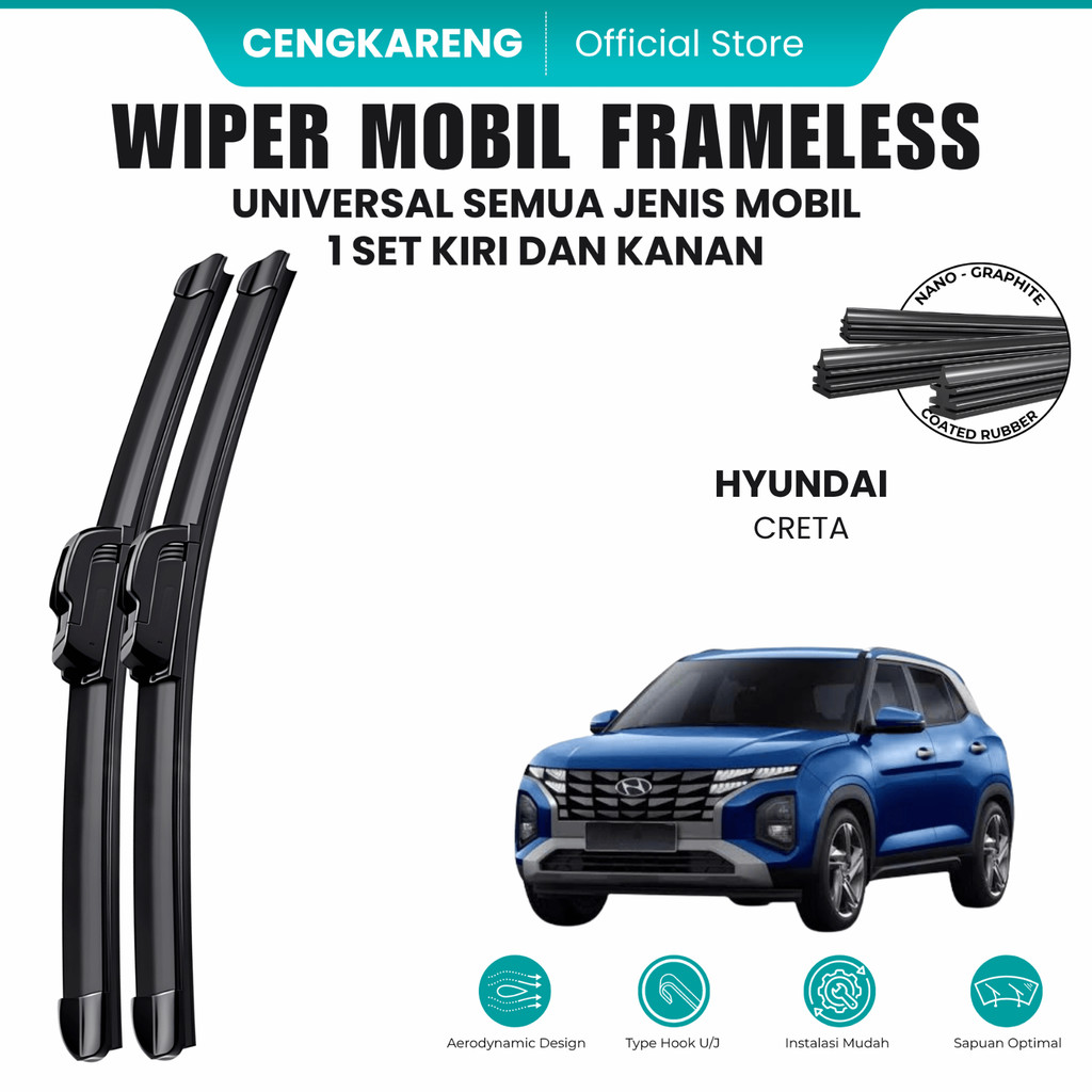 Wiper Hyundai Creta Frameless Kaca Depan Mobil