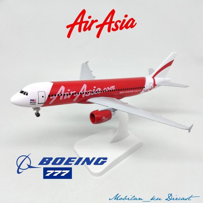 Diecast Pesawat Boeing 777 AirAsia.com 99% Metal Aircraft Model Mainan Kado