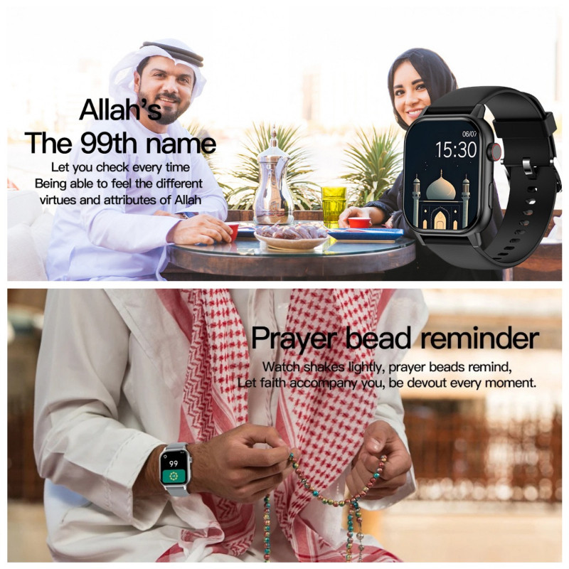 Muslim smartwatch smart watch for temperature and heart rate monitoring Islamic Quran Watch Prayer