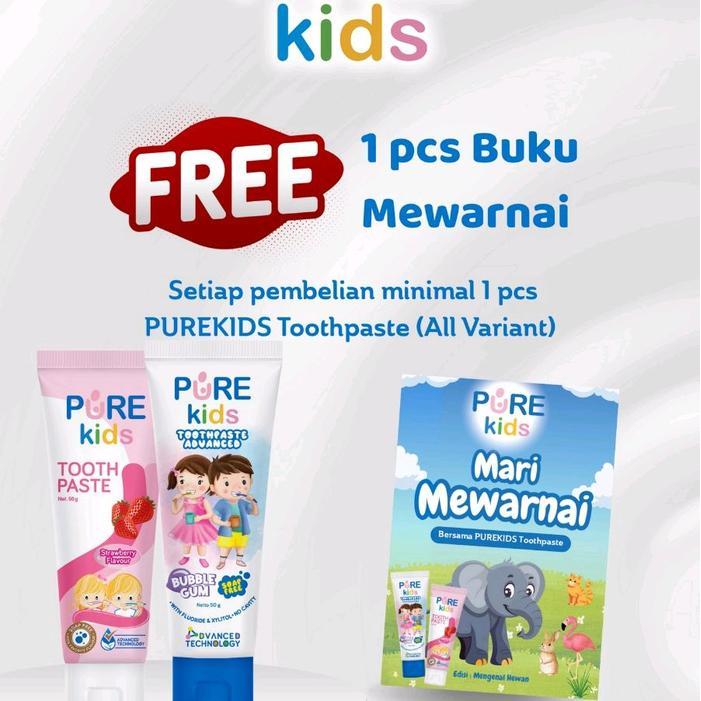 PURE KIDS TOOTHPASTE ADVANCED 50gr PASTA GIGI ANAK WITH FLUORIDE & XYLITOL