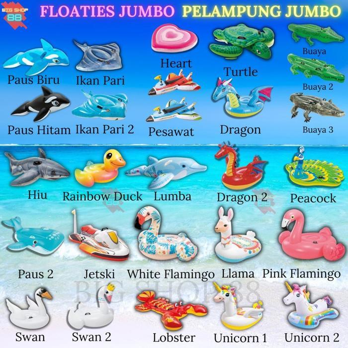 RIDE ON FLOATIES PELAMPUNG ANAK INTEX SWAN DUCK FLAMINGO UNICORN