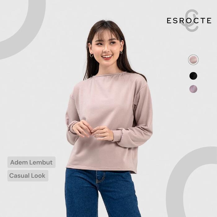 Esrocte Atasan Wanita Boat Neck Sweater Knit Nala Top - S-Xl