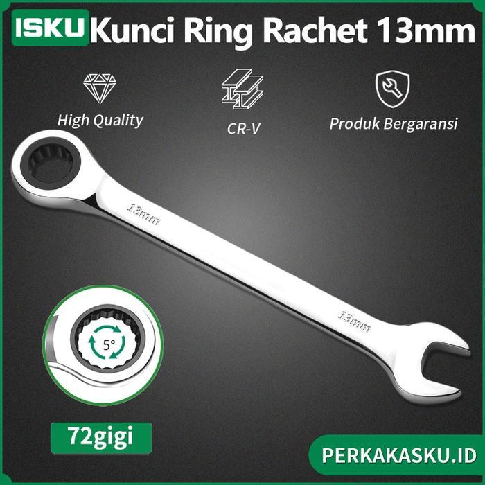 Tekiro - Kunci Rachet 72Gigi 13Mm Kunci Rachet Bolak Balik Kunci Ring Pas Rachet