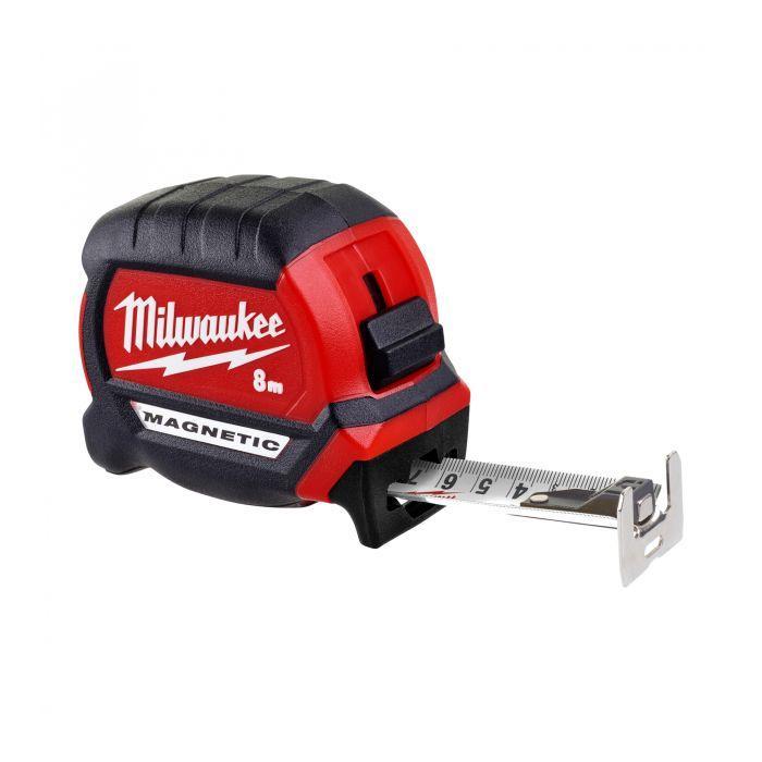 Milwaukee Alat Ukur Meteran 8 Meter Compact Magnetic Type Autolock Tape Measure 8M