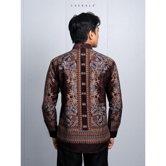 Laskala Batik Premium Betawi Brown Kemeja Batik Pria Slimfit Lengan Panjang