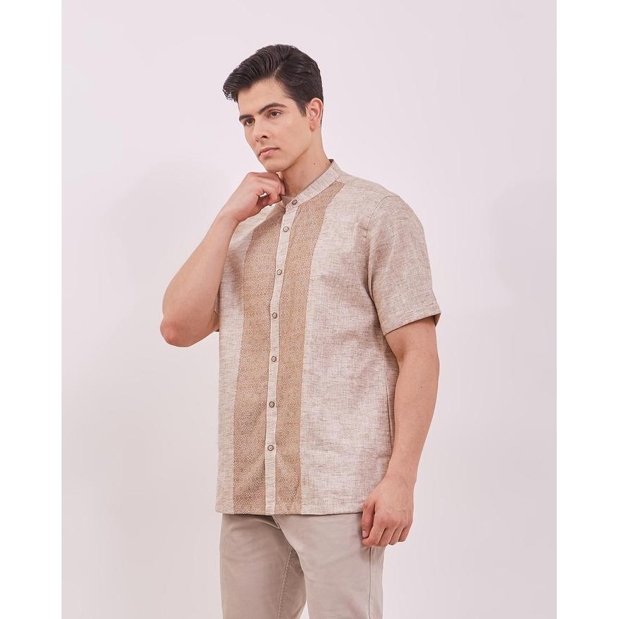 VALINO KEMEJA KOKO LENGAN PENDEK KREM PRIA - V-DCEB04-P5