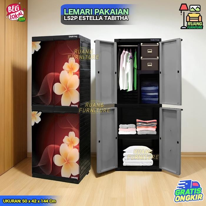 Lemari Pakaian Plastik Tabitha LS2P Estella Lemari Lemari 4 Susun Lemari Kaca Lemari Gantung
