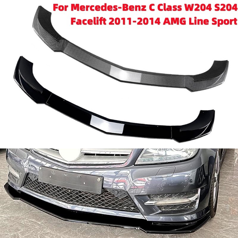 IMPORT CAR FRONT BUMPER LIP DIFFUSER SPOILER FOR MERCEDES-BENZ C CLASS W204 S204 FACELIFT 2011-2014