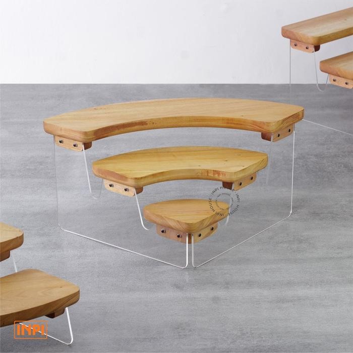 Rak Susun Kayu + Akrilik Alas Pajangan Produk - INPI HOUSE