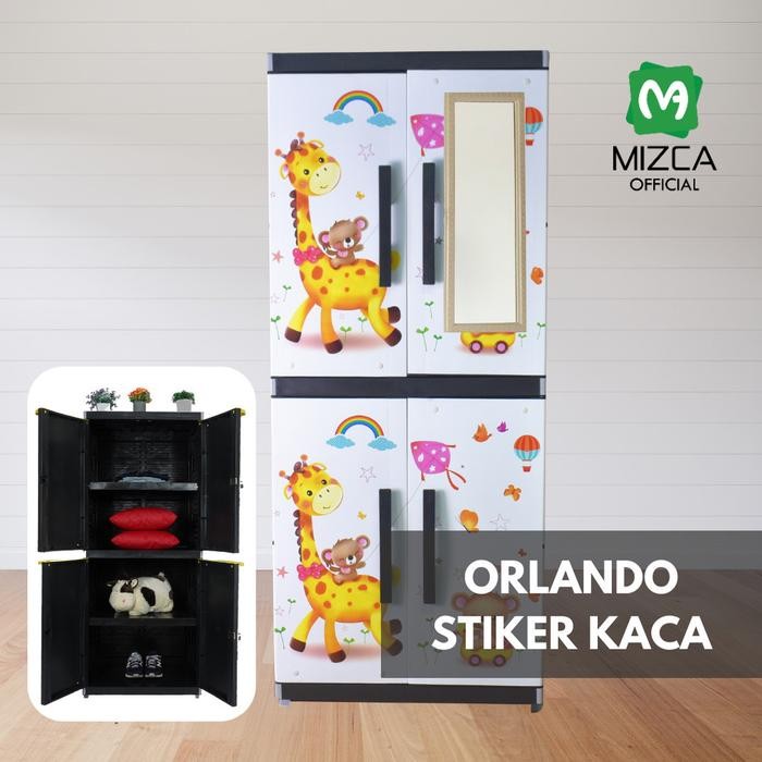 MIZCA Lemari Pakaian Plastik ORLANDO STANDAR Cermin Lemari Baju Lemari Stiker Karakter Rak Baju
