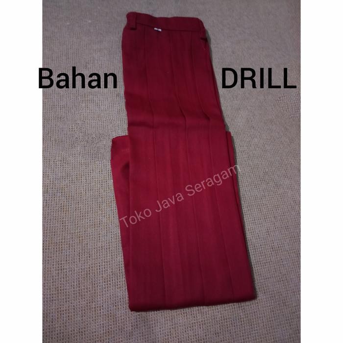Rok SD Merah Bahan Drill Rempel Panjang Anak Sekolah
