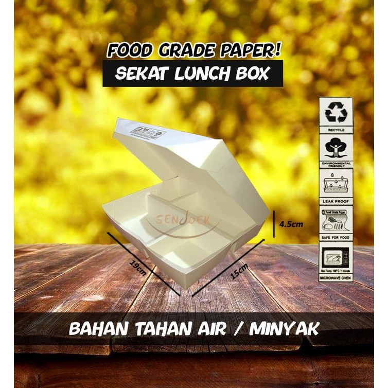

Paper Lunch Box Sekat 4 - Box Kertas / Food Grade Paper - White