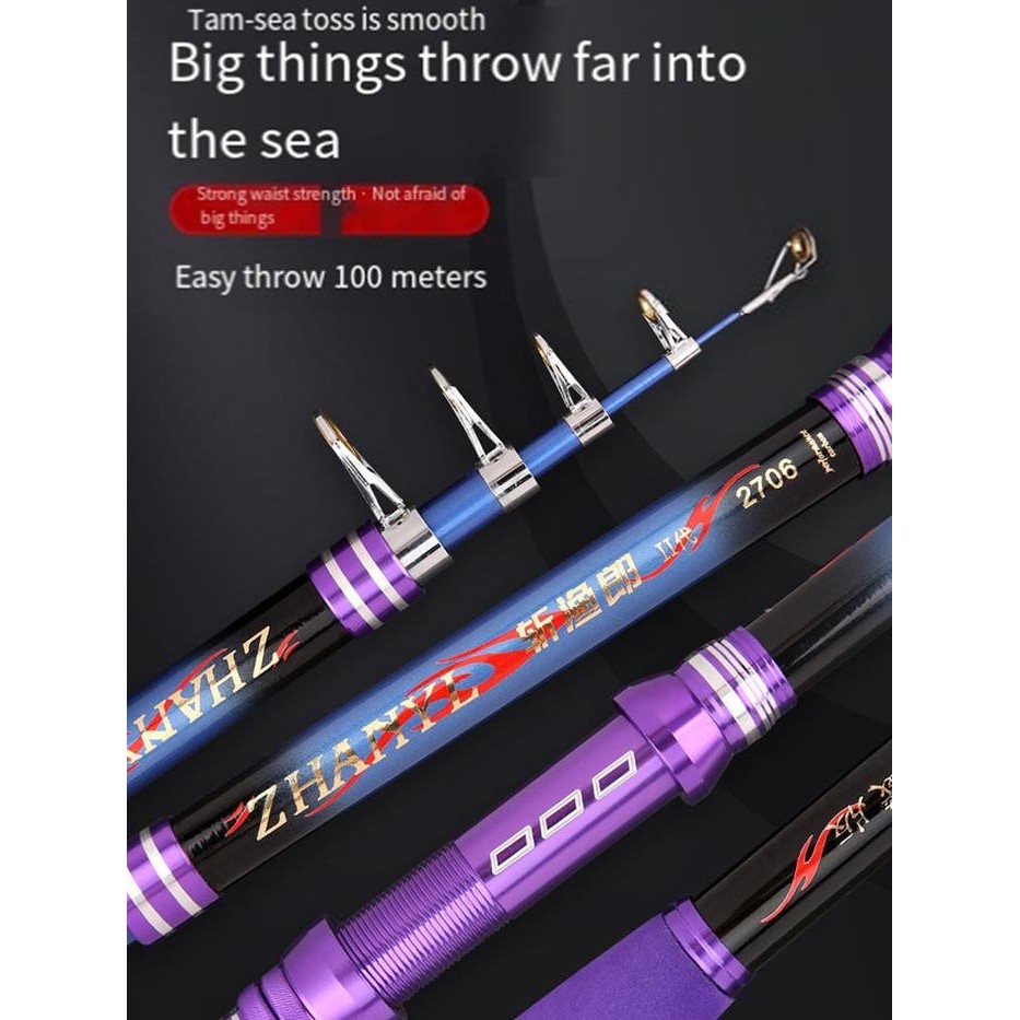Caldari Fishing Rod Purple Offshore Fishing Rod Joran Pancing Telescopic Rod Fly Carp Feeder Pesca