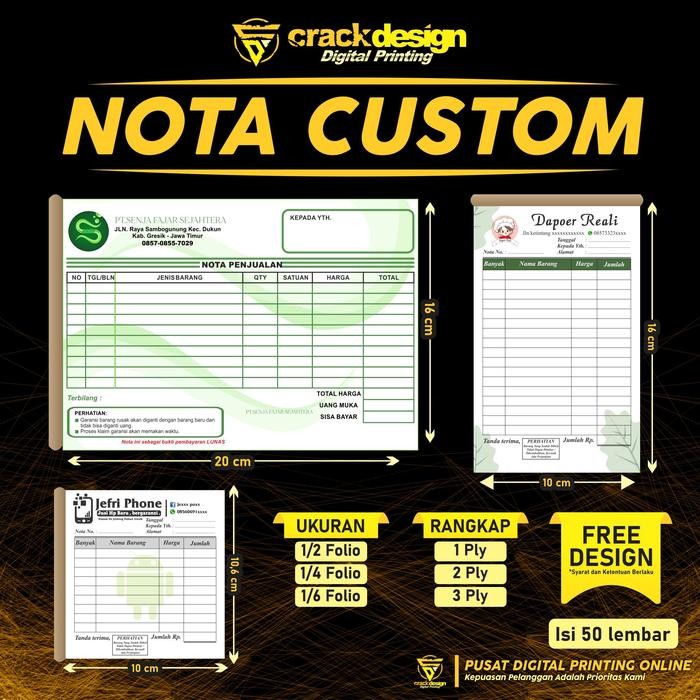

New CETAK NOTA UKURAN 1/4 FOLIO GROSIR CUSTOM TOKO / NOTA OLSHOP / NOTA BON / KWITANSI / INVOICE /