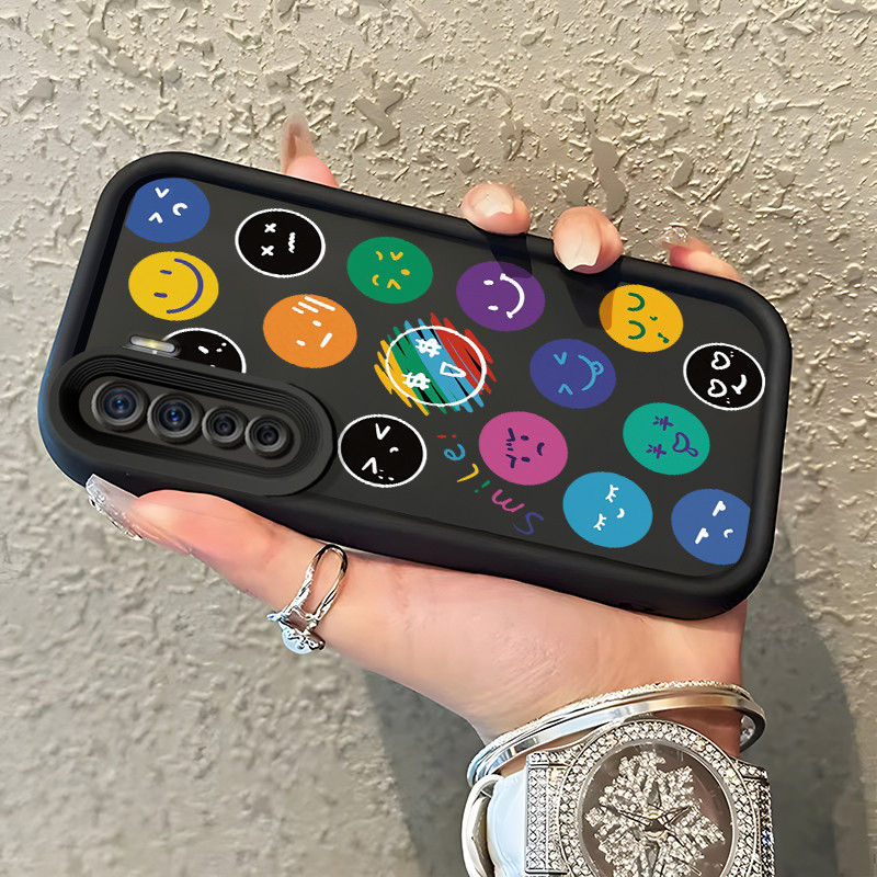 Casing Hp OPPO A91 OPPO F15 OPPO Reno 3 Case Casing Emoji tas pola HP Kasing Silikon Softcase mata l