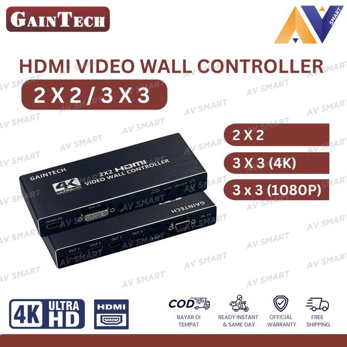 GainTech HDMI Video Wall Controller 2X2 / 3X3 (4 Port / 9 Port) VideoWall Support 4K 1080P