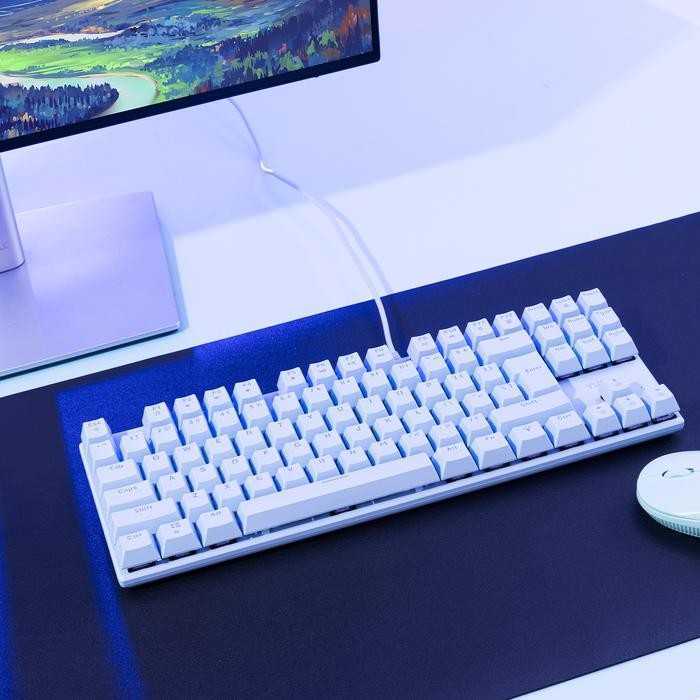 

Deli x Vusign Gaming Keyboard Pink Blue White With Backlight Ergonomic VS788 Computer Mouse