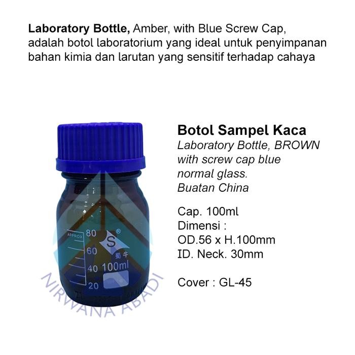 

OJ Botol Sampel Coklat 100ml RRC, Lab Bottle Amber, Laboratory Bottle, Reagen