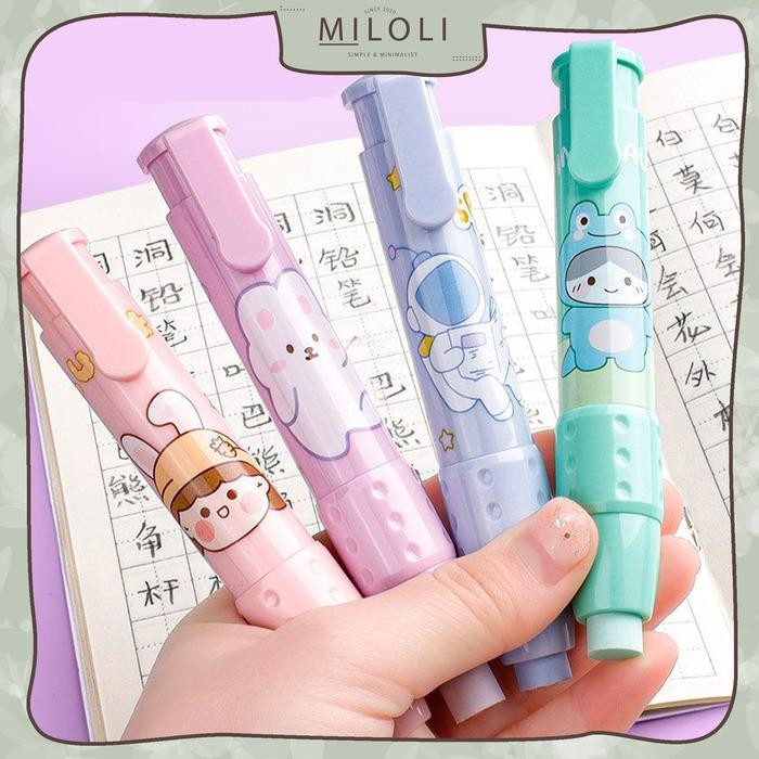 

New MILOLI] 1Set PRESS THE ERASER Penghapus Pensil Karet Mekanik Refil Kartun Cute Korean - F0183