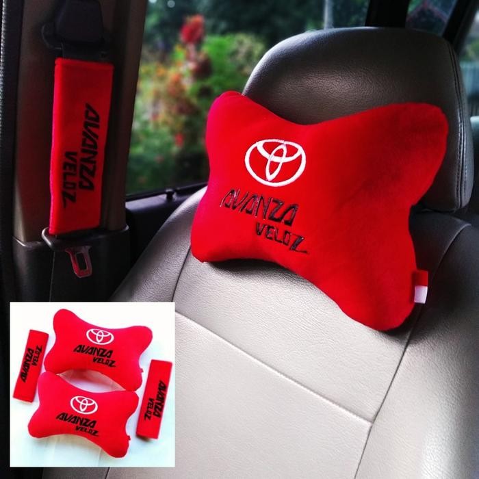 Bantal Mobil Honda Brio Sandar Kepala-Bantal Jok Mobil Brio Merah