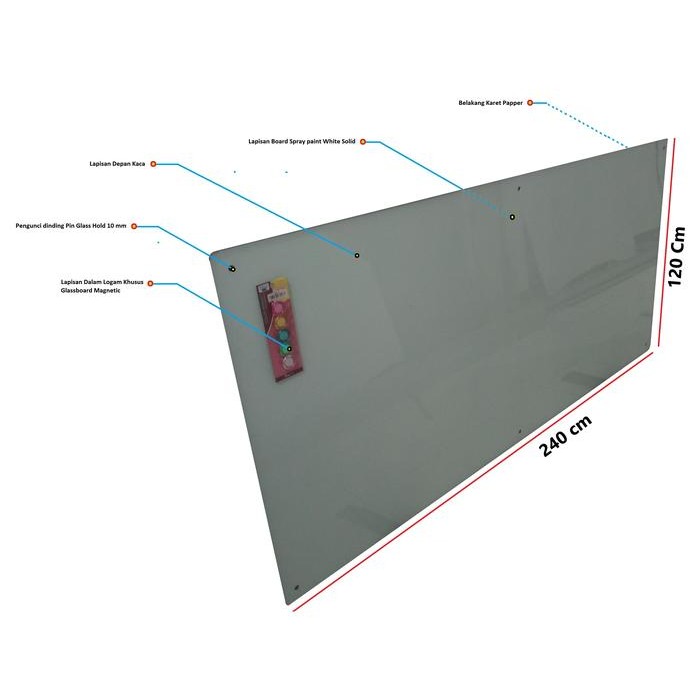 

Glassboard / papan tulis kaca hanging Type Magnetic 120 x 240 cm