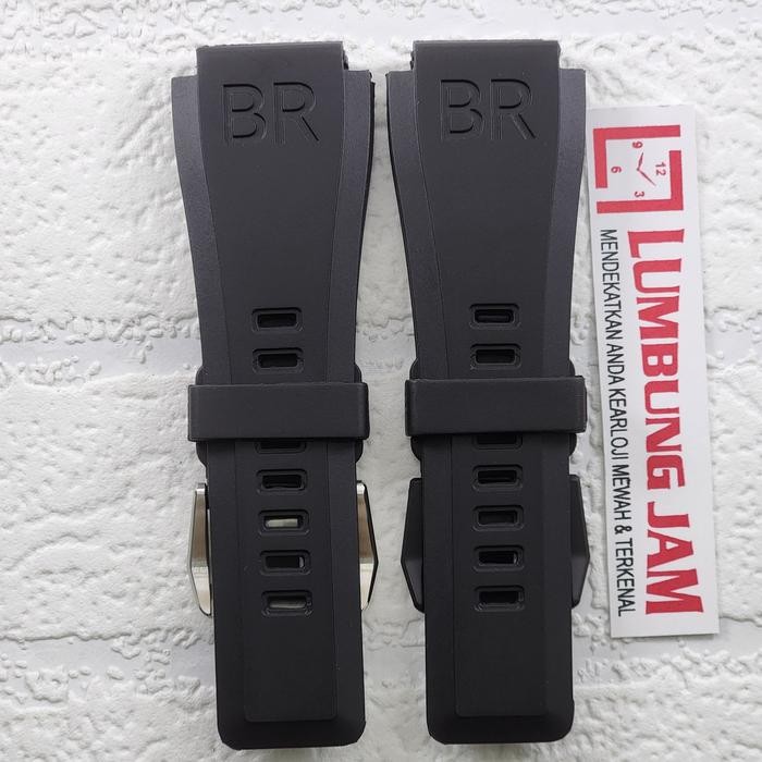 High Quality Bell Ross Black Rubber Strap Untuk Br01 Br03 24Mm