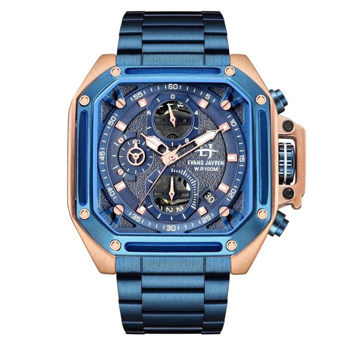 Buy 1 Get 1 Evans Jayden Jam Tangan Pria Ej 9558 Rantai Stainless Steel Chronograph Kaca Sapphire