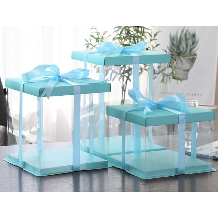 32x32 cm Kotak Kue Mika Transparan Tinggi dus Cake Box Transparan