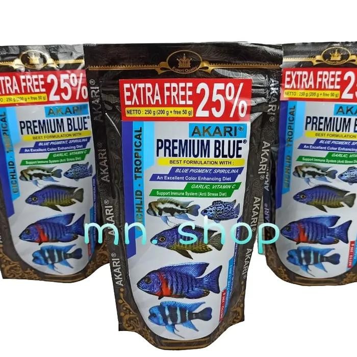 PELET IKAN/AKARI PREMIUM BLUE/CICHLID TROPICAL/PAKAN IKAN/250GRAM