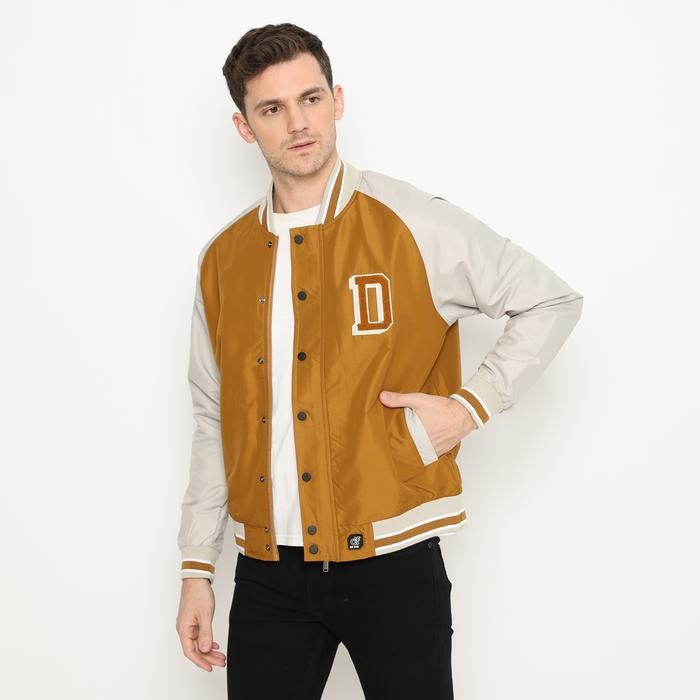 ORIGINAL d&f jaket pria unisex parasut bomber varsity - tobaco READY STOCK
