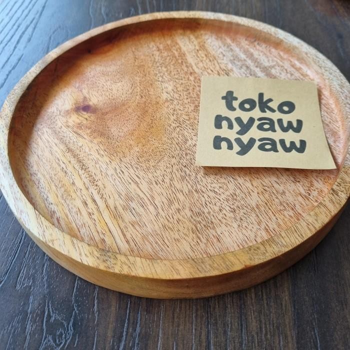 Nampan Kayu Bulat 30 Cm / Round Tray Nampan Kayu Bulat / Baki Kayu