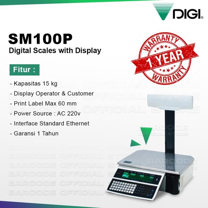 DJJ Timbangan Buah Sayur Print Label Harga Digi SM100 P - Digi SM 100 P