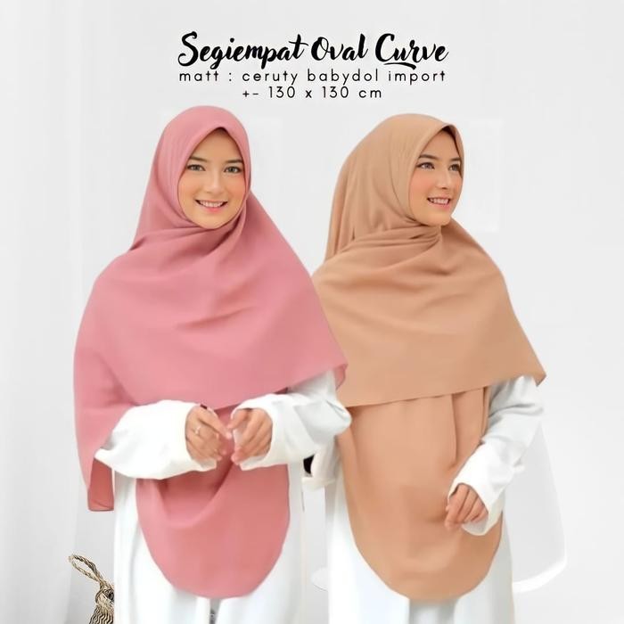 Top HIJAB MALAYSIA OVAL SEGIEMPAT SYAR'I MASA KINI, SEGI EMPAT CURVE OVAL SIZE 130X130 CM KEKINIAN