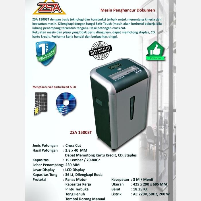 3j4e- Zsa 1500 St Mesin Penghancur Kertas