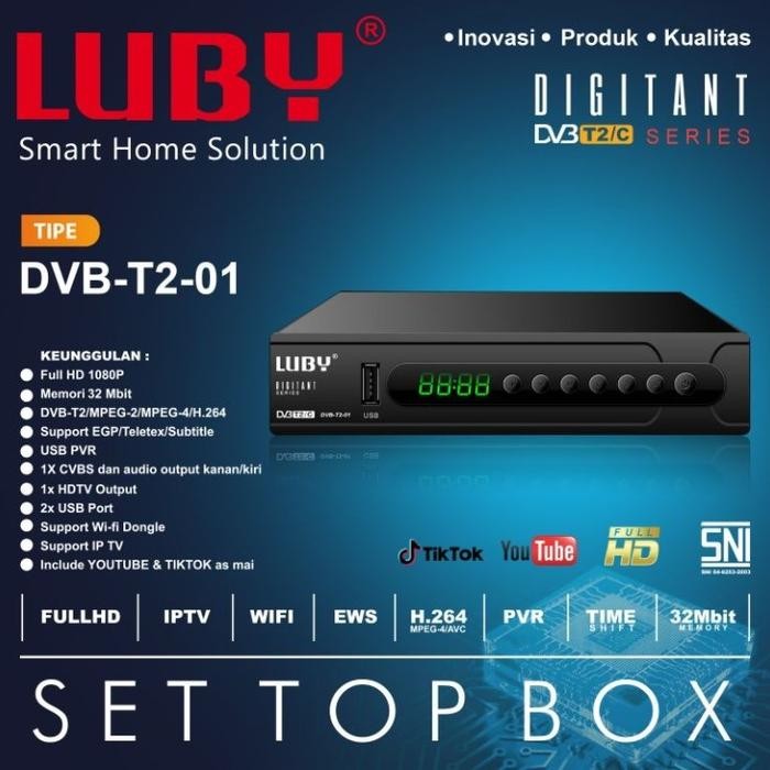 Set Top Box Luby Receiver Tv Stb Digital Full Hd Sni Original Dvbt2-01 Pasti Ori
