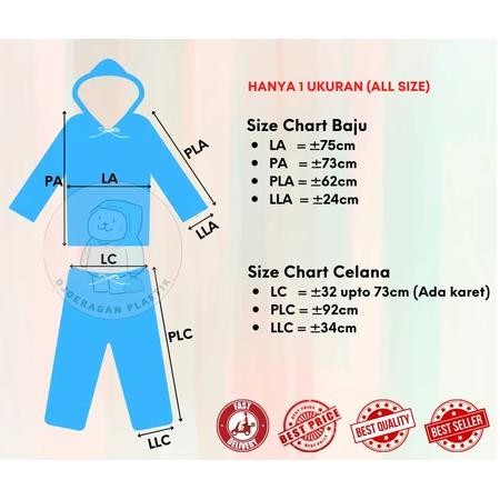 EXTREME Jas Hujan SETELAN Baju + Celana HDPE Lengan Karet Tali Kepala TEBAL (PER PCS)