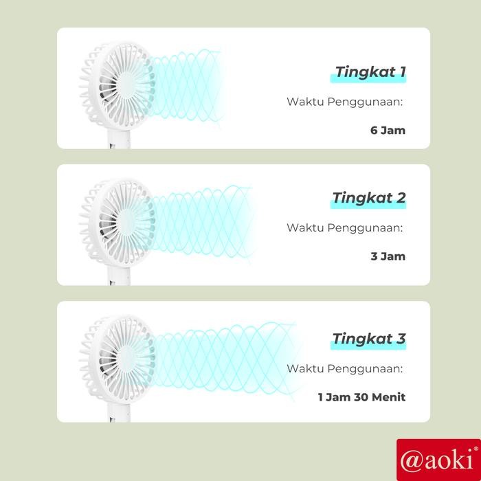 AOKI ANGINPORTABEL PRO - KIPAS LIPAT BATERAI LITHIUM KAPASITAS BESAR KIPAS DARURAT USB CHARGER LIPAT