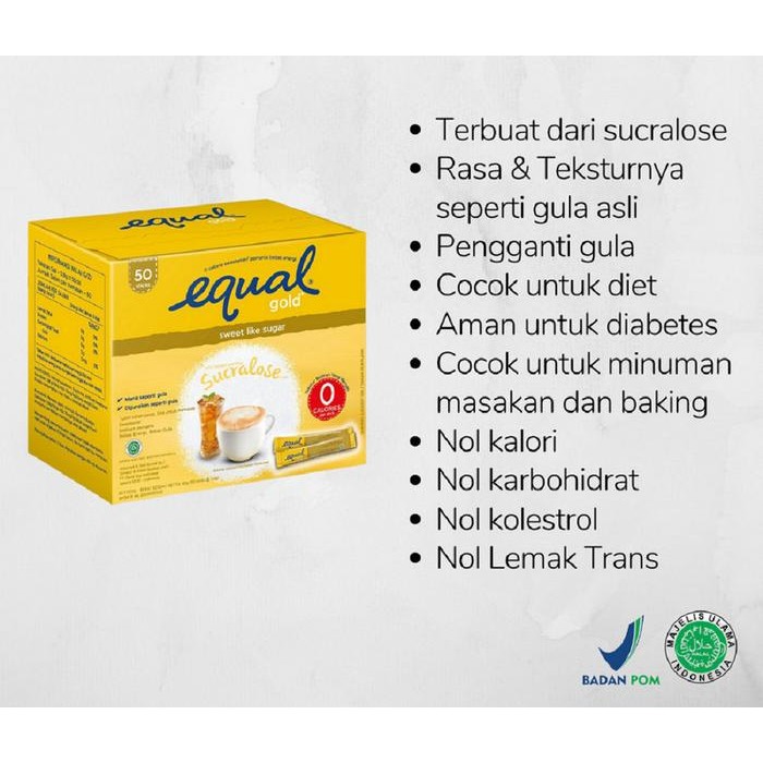 LengkapHemat- Pemanis Equal Gold 50'S Sucralose Sweetener