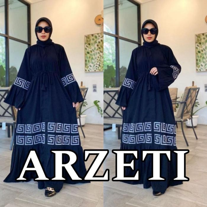 KirimCpT- Galeri Lyla Abaya Hitam Gamis Saudi Jetblack Premium Bordir Mewah Elegant - Arzeti