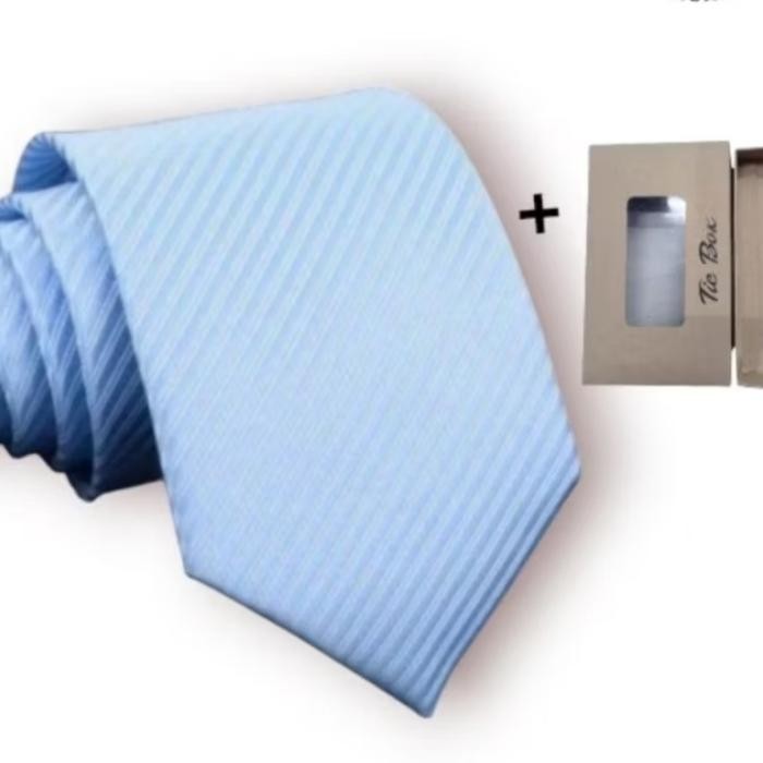 Terlaris Dasi Panjang Pria Dasi Biru Muda UK 3inch 8Cm Dasi Biru Prabowo Free Boxx Dasi Biru Muda